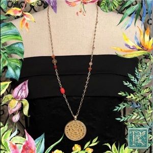 Chico's Gold Tone Beaded “Mila” Reversible Pendant Necklace​